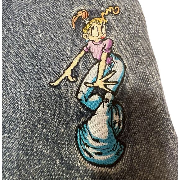 JNCO Gems Glowwy Girls Jeans Sz 10 Y2K Vintage USA Wide Leg Cartoon Embroidered - Picture 7 of 16